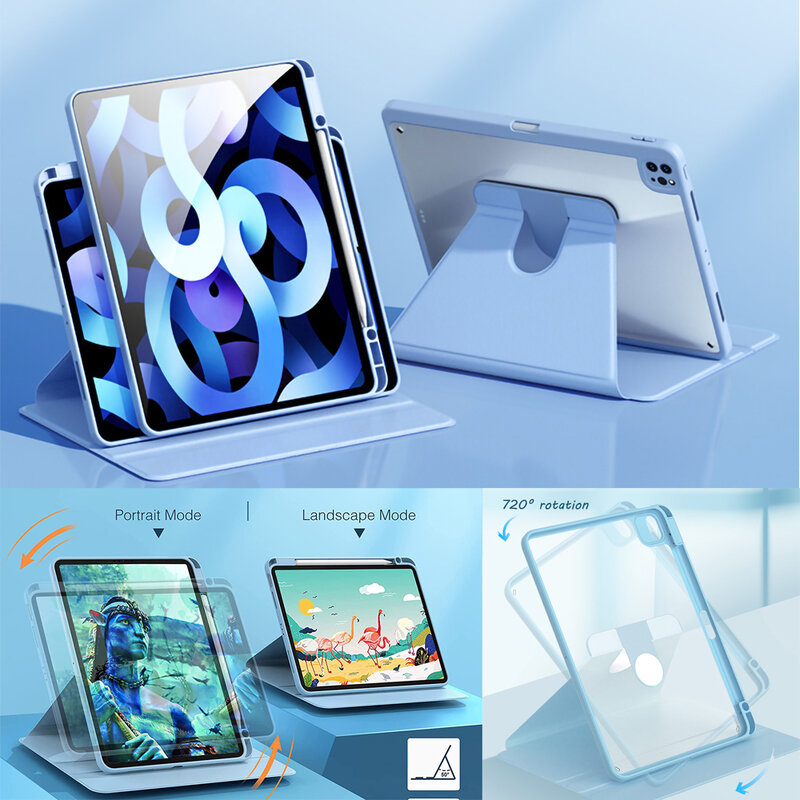 Гибридный Тонкий чехол для нового iPad Pro 11 12,9 2022/2018 Pro 2021 12,9 iPad Air 2022 iPad Air5 Air4 10 10.9 чехол с держателем для карандаша