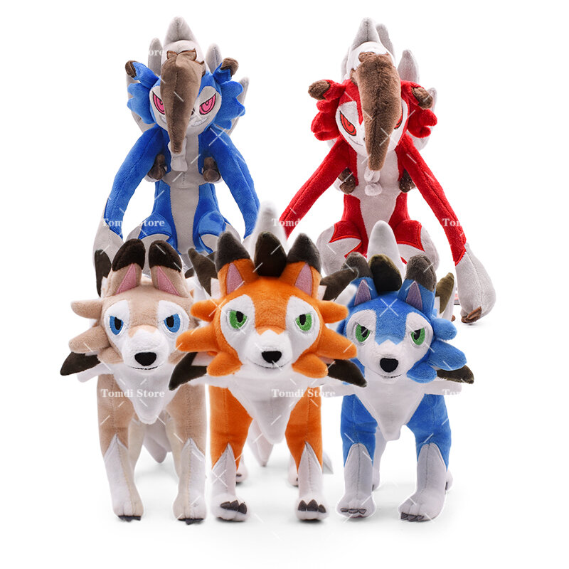 Muñecos de Peluche de Lycanroc para niños, peluches suaves brillantes de 25-27cm, animales de Midnight Midday, Lycanroc, Wolf