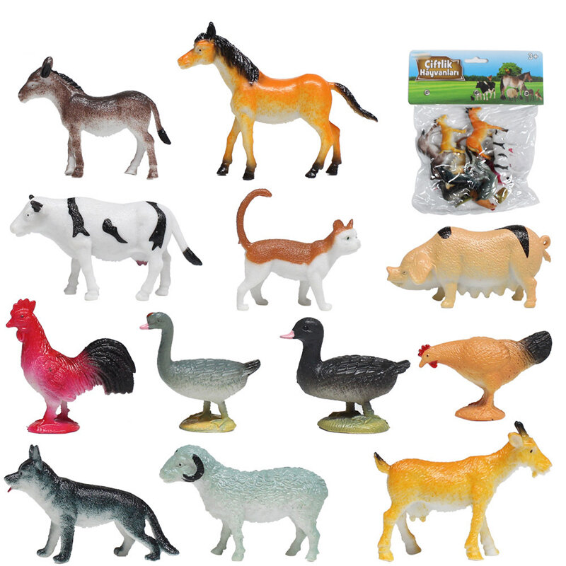 Boneco de animais de desenho zoológico, boneco de animais selvagem, peixe, inseto, borboleta, pvc, figura de ação em miniatura, brinquedos educativos para crianças