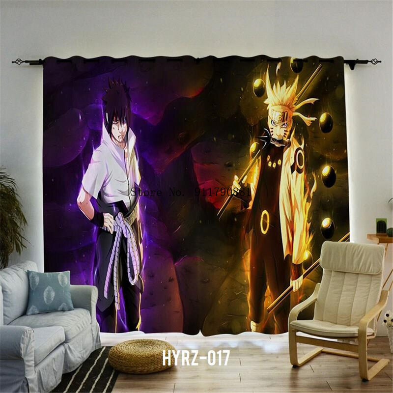 3D Anime Naruto Cartoon Curtain Children Boy Gift Living Room Bedroom Kitchen Computer Room Brushed Blackout Curtain Blanket