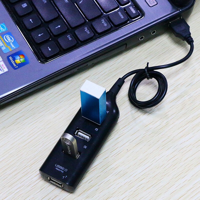 Hi-Speed Hub Adapter USB Hub Mini USB 2.0 4-Port Splitter untuk PC Laptop Notebook Receiver Aksesoris Periferal Komputer