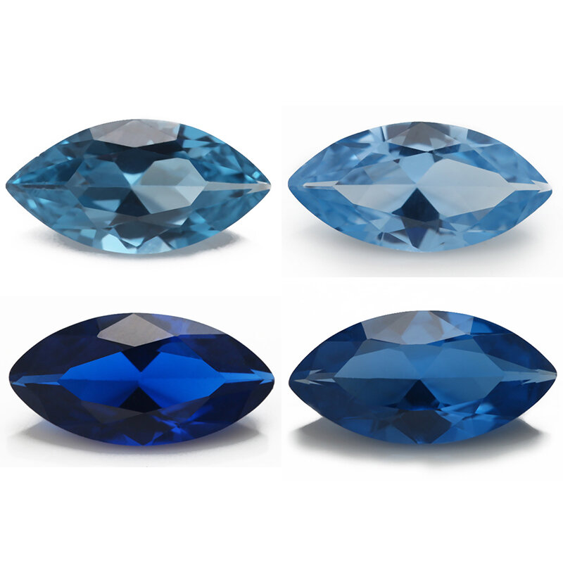 Gemas de piedra azul de espinela sintética con forma de marquesa para joyería, tamaño 3x3 ~ 10x10mm, 113 #106 #109 #120 #