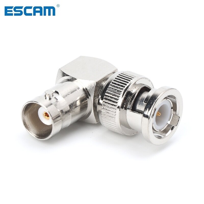 ESCAM-Adaptador de Cable Coaxial RF en forma de L, conector BNC macho de ángulo recto a hembra