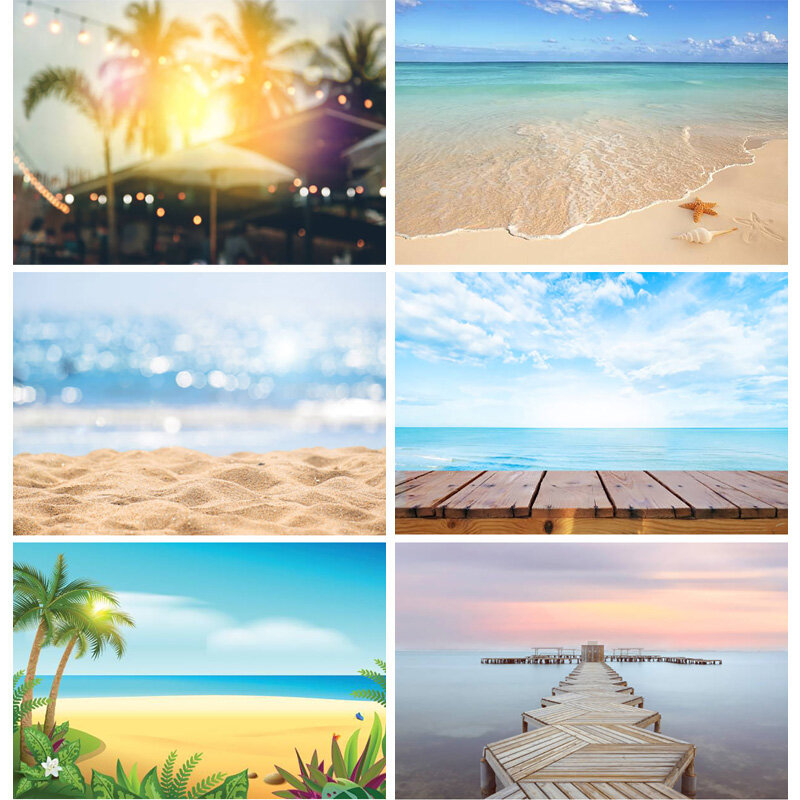 Summer Tropical Sea Beach Palms Tree Photography Background Natural Scenic Photo Backdrops Photocall Photo Studio 22324 HT-08