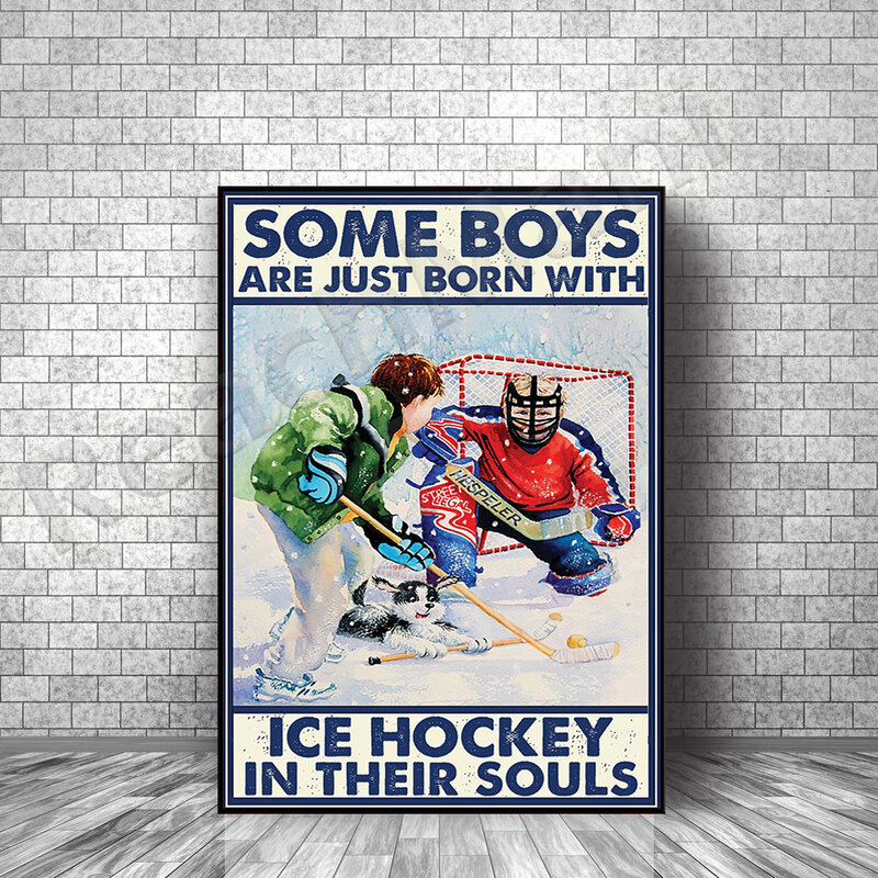 Некоторые мальчики только что родились с хоккеем в душах, вертикальный плакат, хоккейный плакат, подарок для любителей хоккея