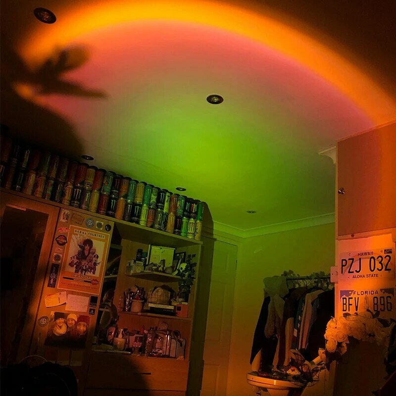 Sunset Rainbow lampa projektor do oświetlenia nocnego zachód słońca projekcja atmosfera Led na biurko lampa do sypialni dekoracja lampy tęczy światło