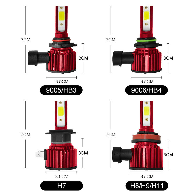 Faros LED antiniebla para coche, bombillas de 12V, H7, 20000LM, 6000K, 80W, H11, 9005, 9006, 5202, H1, H4, 9007, 2 uds.