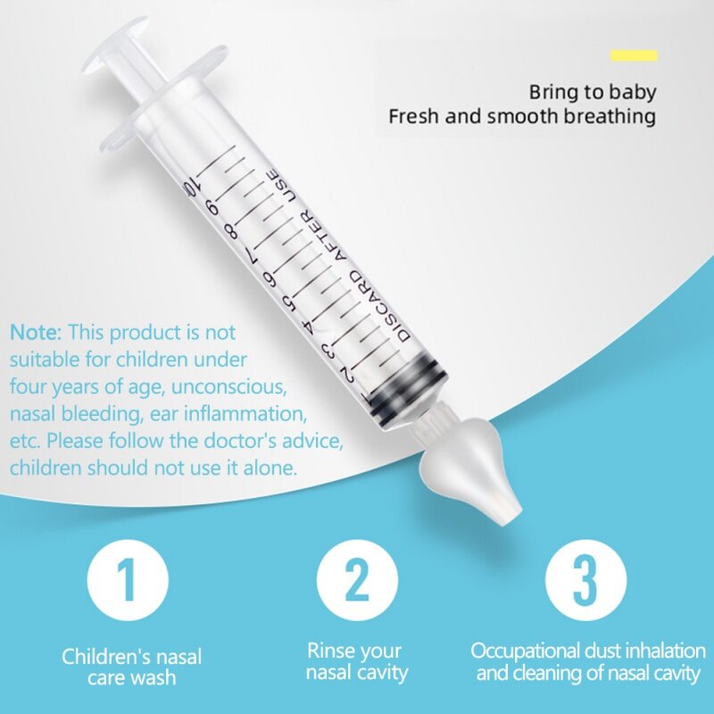 1/2 pces bobora 10ml rinite bebê arruela nasal tubo da agulha cuidados com o bebê aspirador nasal mais limpo