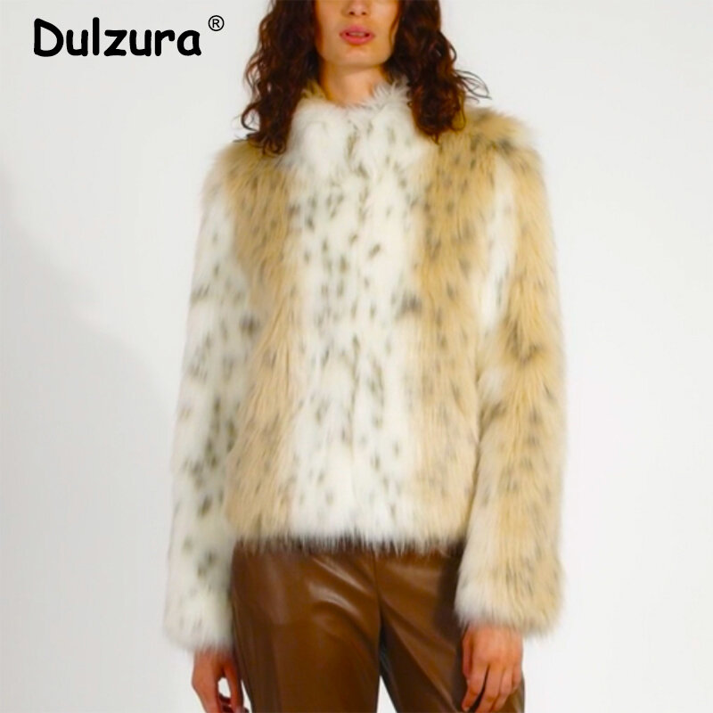 Casaco de pele sintética leopardo fofo para mulheres, marca icônica, casacos grossos, casaco Unreal Fur, sobretudos Hip Hop, moda Y2K, inverno 2023