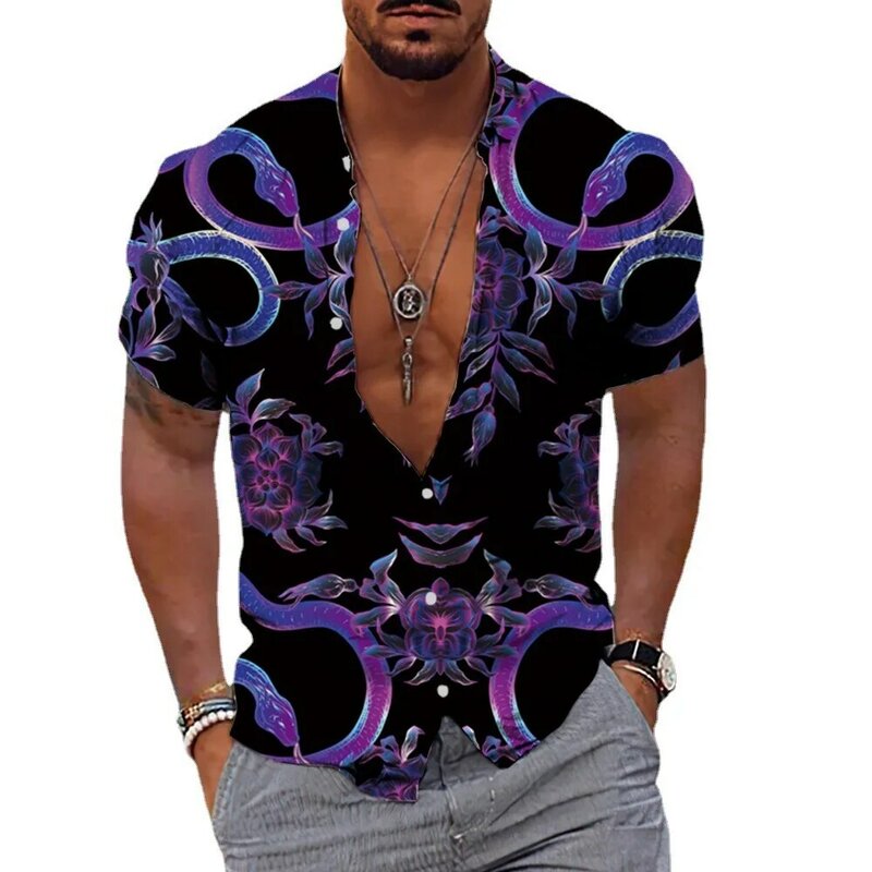 Camicia hawaiana uomo estate 3d camicie stampate animali per uomo vacanza manica corta spiaggia top Tee Shirt uomo camicetta oversize