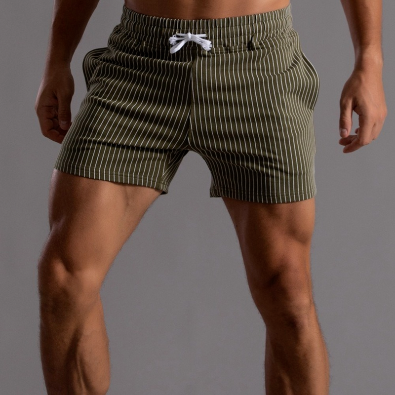 Pantalones cortos a rayas para hombre, ropa deportiva de cintura elástica para correr, transpirable, 2022