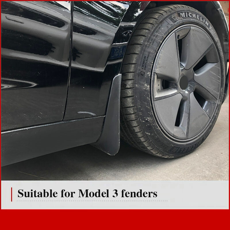 Mud Flaps สำหรับ Tesla รุ่น3 17-21อุปกรณ์เสริม Guard Fender ด้านหน้าล้อเลื่อนด้านหลังคาร์บอนไฟเบอร์ ABS ไม่มีเจาะร...