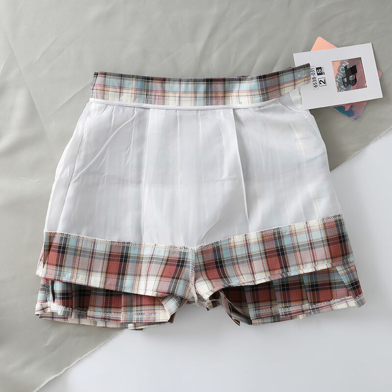 TB plaid pleated skirt women's high waist skirt summer Japanese and Korean girl college style age-reducing short plaid skirt