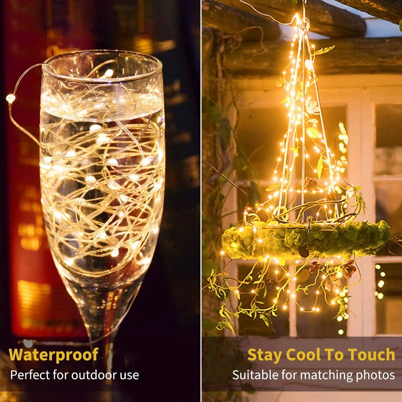 Led Solar String Fairy Lights Waterproof Garden Lights Outdoor Colourful String Lights For Christmas Party Wedding Decoration