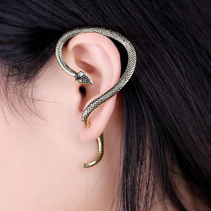 Boucles d'oreilles en forme de serpent pour femmes, 2 pièces, Piercing, Clip, Cartilage, bijoux Punk, Sexy, à la mode