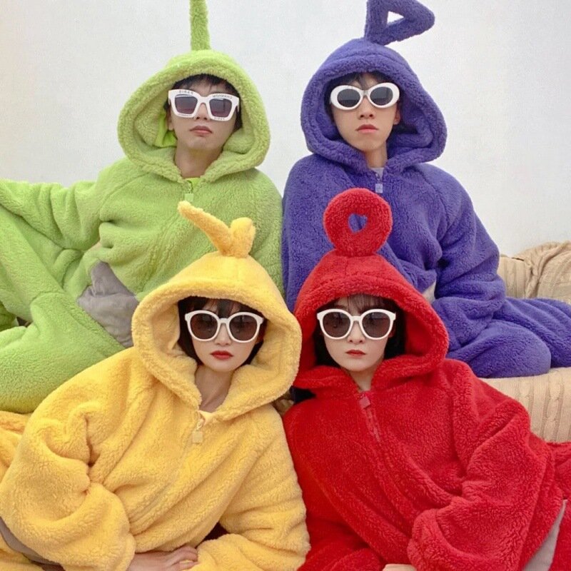 Unisex cosplay anime Teletubbies Costumes Cosplay Pajamas Adult Pyjamas Animal Sleepwear Jumpsuit halloween Female dress hombre