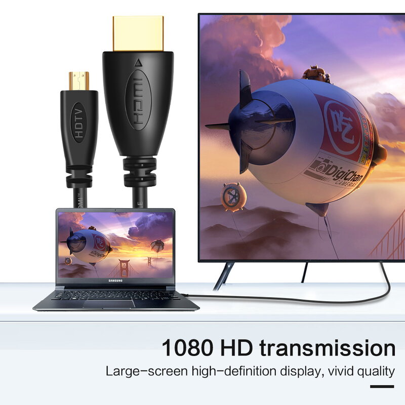 Micro HDMI-compatível Para Cabo HD 1m 1.5m 3m 5m 3D 1080P 1.4 Banhado A Ouro Macho-Macho Micro HDMI-Cabo compatível para Tablet HDTV