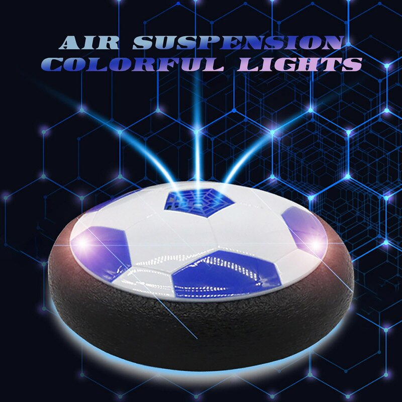 Pelota de fútbol eléctrica suspendida para niños, juguetes de fútbol, cojín de aire deslizante, balón de fútbol de espuma flotante con luz LED, 18/11cm