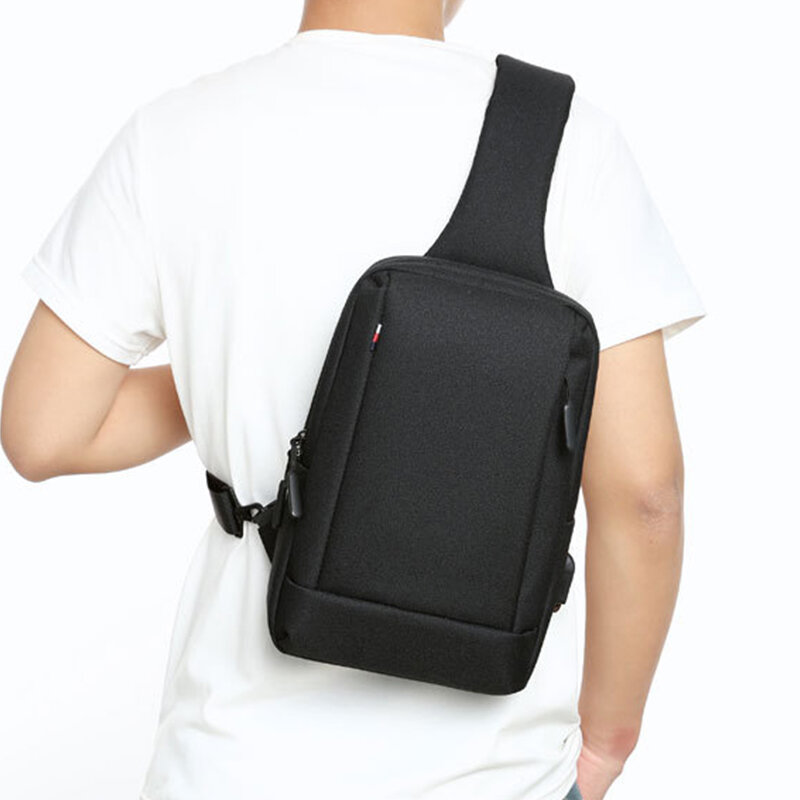 SUUTOOP Men Multifunction Fashion Shoulder Bag USB Crossbody Bag Travel Sling Bag Sports Pack Messenger Pack Chest Bag For Male