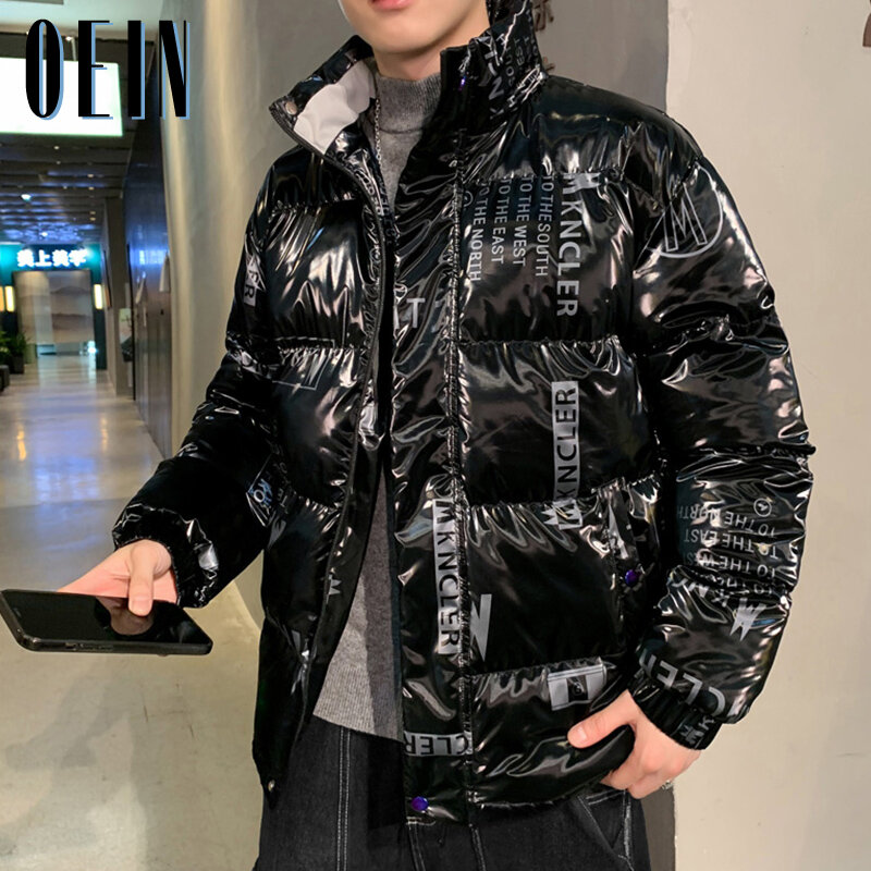 후드 파카 윈드브레이커 패션 보온 코트 남성용, 두꺼운 따뜻한 광택 블랙 자켓 브랜드 아웃웨어, 2022 겨울