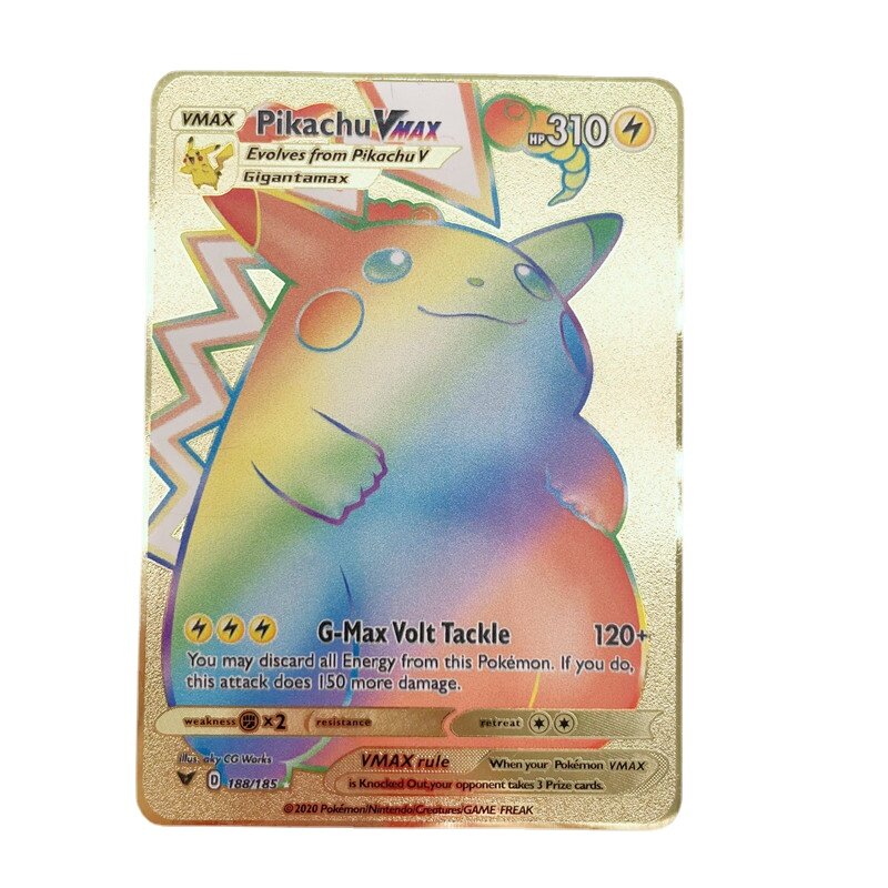 Tarjetas Pokemon de Metal para niños, colección de tarjetas de PIKACHU Charizard Golden Vmax, regalo de Navidad
