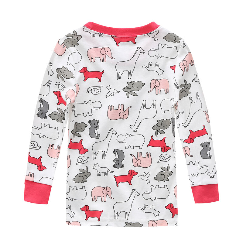 Conjunto de pijama de algodão para bebês, pijama para meninos e meninas com desenho de animais, manga longa + calças, 100%