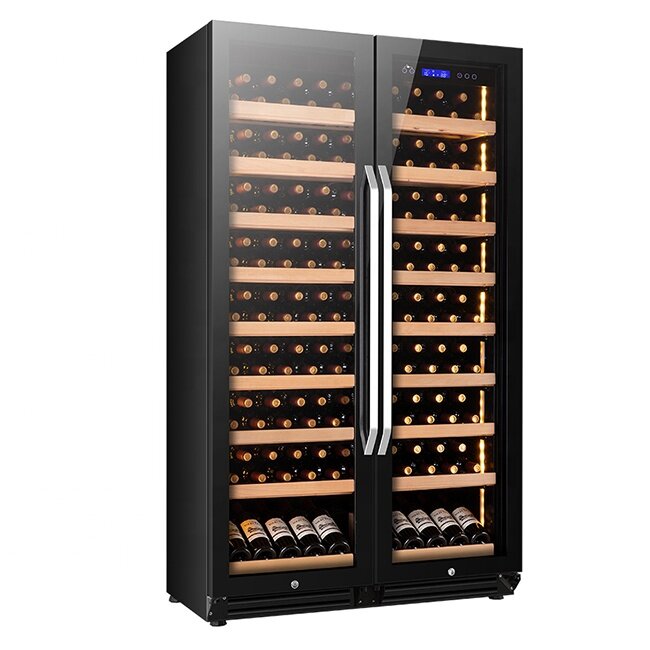 Jiufu grande capacidade de vinho adega autônomo compressor preto vinho refrigerador aço inoxidável parede dupla garrafa refrigerador