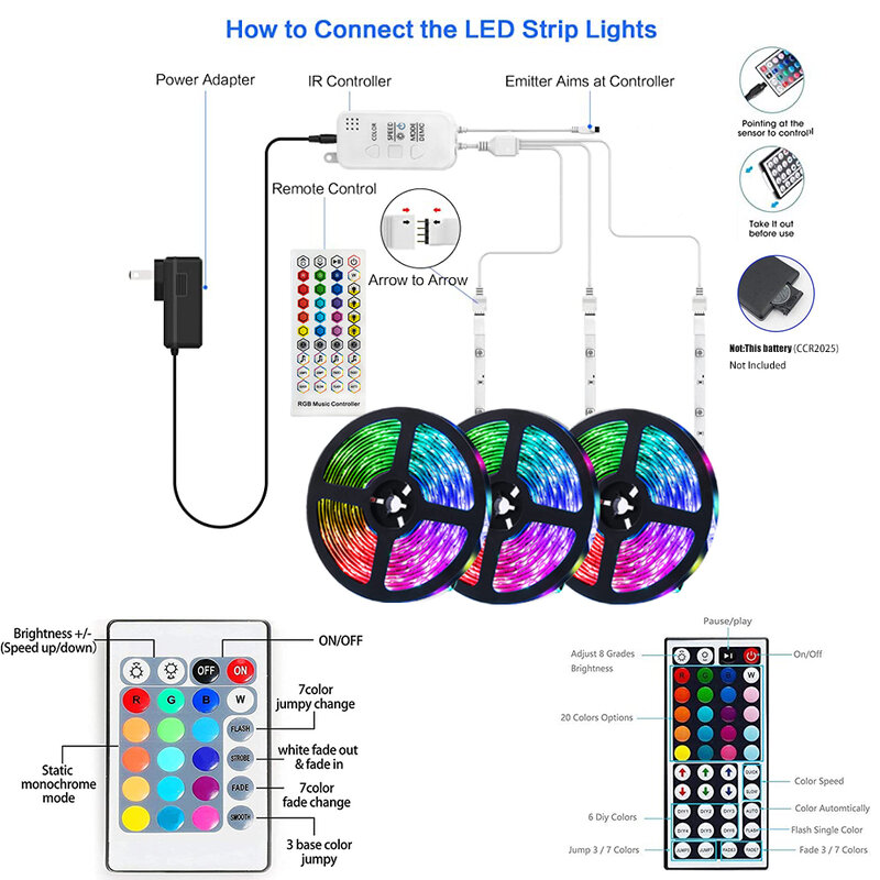 Bande lumineuse LED étanche à intensité variable, contrôleur WiFi, diode d'éclairage flexible, bande RVB Bluetooth, DC 12V, 5050, 5-30m, 10 m, 15 m, 20m