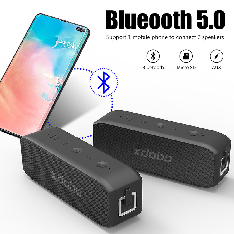 Bluetooth-Колонка xdobo мощностью 20 Вт, водонепроницаемая Портативная колонка для улицы, сабвуфер, музыкальный центр для компьютера, TWS звуковая па...