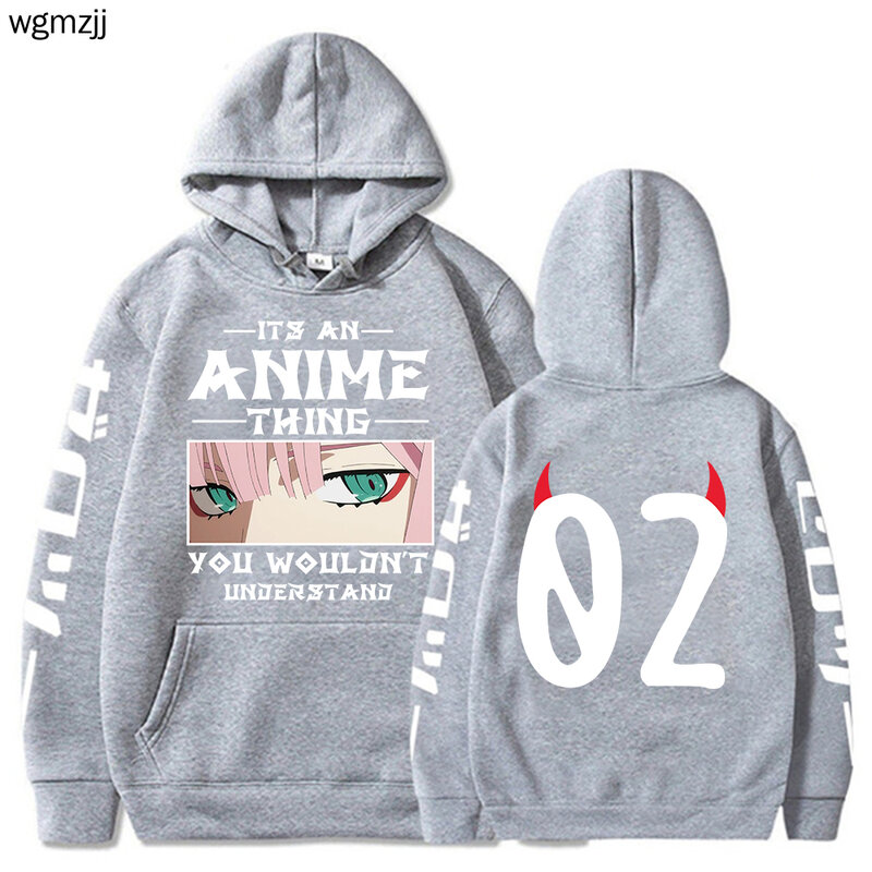 Anime darling no franxx hoodie masculino e feminino harajuku camisolas de manga longa zero dois hip hop hoodie