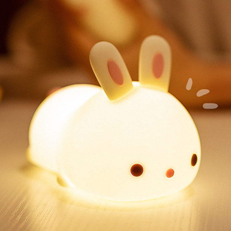 토끼 야간 조명 LED 터치 센서 조명, 실리콘 램프, 침대 옆 조명, 어린이 생일 선물, 침실 장식 룸