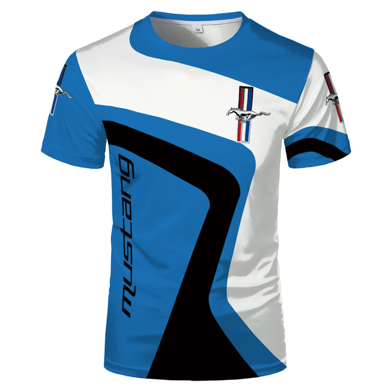 2022 صيف جديد حار فورد موستانج شعار سيارة قميص رجالي موضة ماركة تي شيرت عالية الجودة المتضخم موتو سباق تنفس القمم
