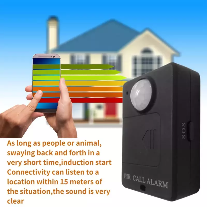 Sensor Peringatan PIR Mini Monitor Alarm GSM Inframerah Nirkabel Deteksi Gerakan Sistem Anti-maling Rumah dengan Steker Adaptor UE