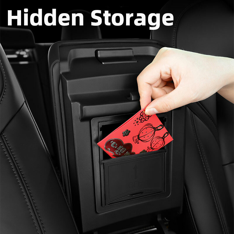 For Tesla Model 3 Model Y 2021 Car Central Armrest Storage Box Center Console Flocking Organizer Containers Car Accessories