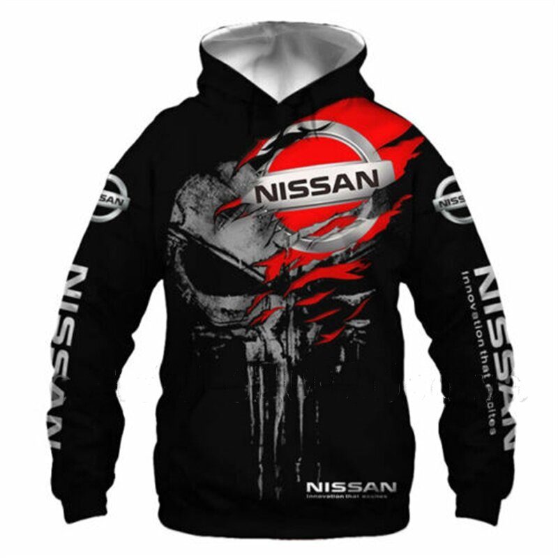 2022ใหม่รถ Nissan โลโก้ Punisher Hoodie 3D พิมพ์ Zipper เสื้อกันหนาวเสื้อกันหนาว Harajuku Motocross แจ็คเก็ตชายเสื้อผ้าผู้หญิ...