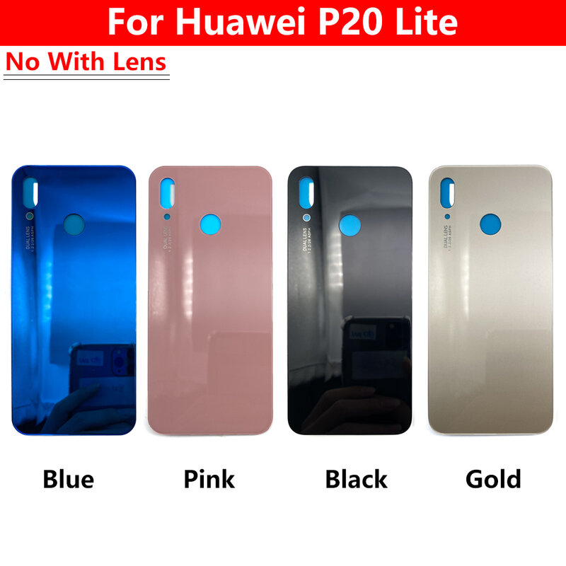 Untuk Huawei P20 / P20 Pro / P20 Lite Penutup Belakang Baterai Casing Perumahan Kaca Pengganti Pintu Belakang dengan Perekat dengan Logo
