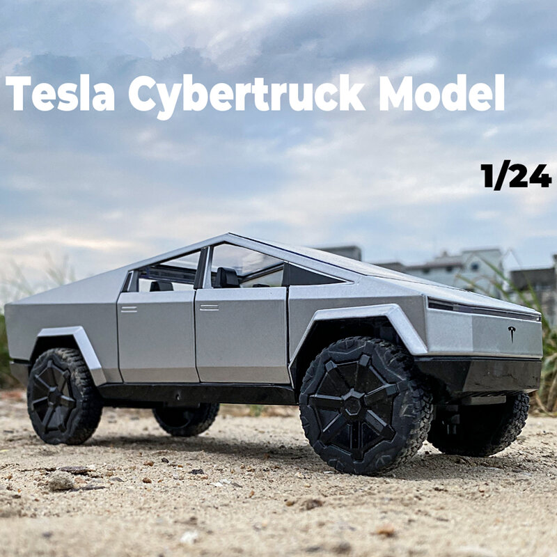 1/24 para tesla cybertruck liga picape modelo de carro morre molde metal brinquedo fora-estrada veículo carro modelo simulação