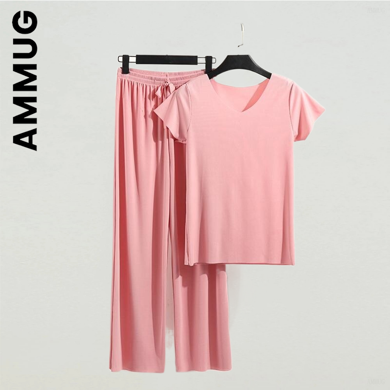 Ammug pijamas moda feminina lounge wear pijamas de seda gelo para o sexo feminino lingerie fina dormir em casa roupas femininas pijamas