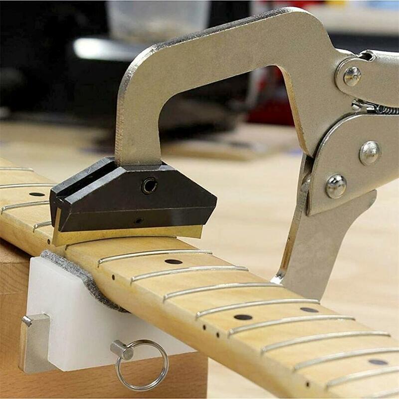 Fingerboard traste imprensa ferramenta de fixação reparação guitarra substituição instalação traste pressionando ferramenta com 4 almofadas apoio 4 fret inserções