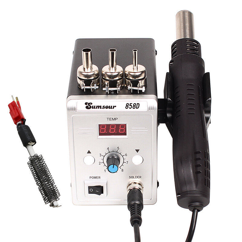 Hot Air Gun 858D 700W BGA Rework Solder Station Soldering Heat Air Gun Station 220V / 110V For SMD SMT Welding Repair With Gifts