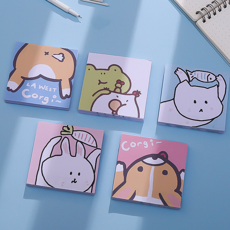 100Page Cartoons Sticky Notes Creative Anime Students Original Animals Cute Little Notebooks Memo Pads Kawaii Stationery Office
