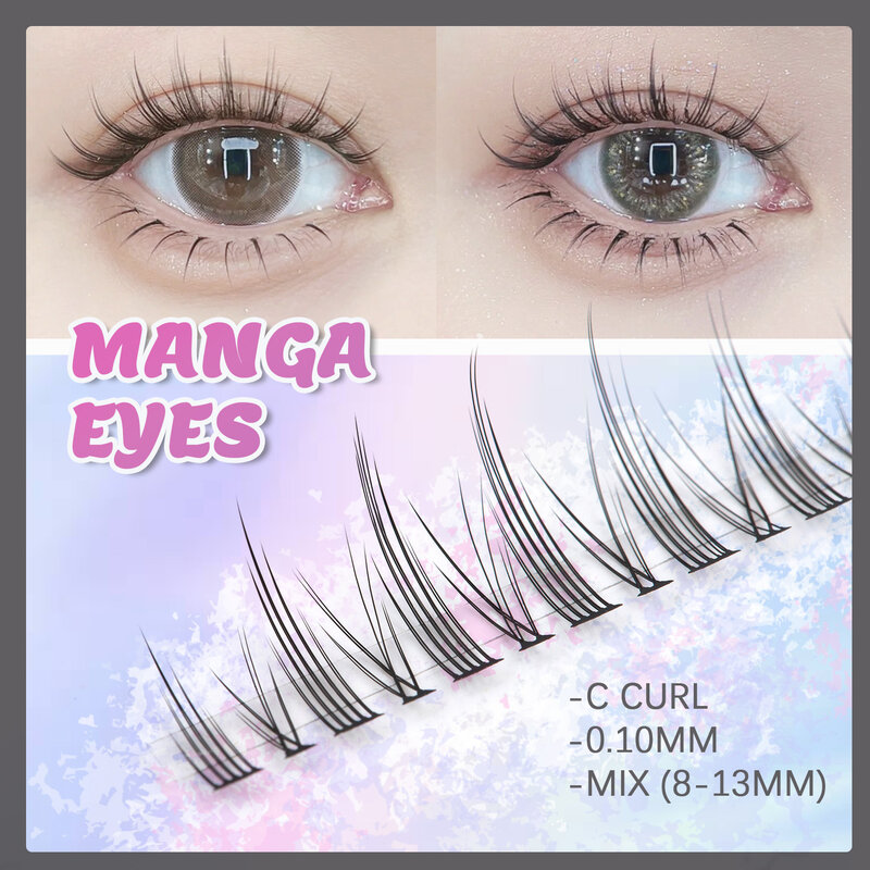 MUSELASH Manga Lashes Individual Lashes C Curl Handmade Mix Soft Eyelash Clusters ресницы пучковые