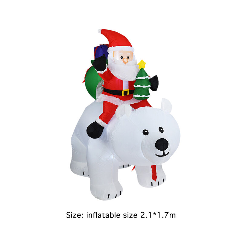 نفخ سانتا كلوز ركوب الدب القطبي 2 متر عيد الميلاد لعبة قابلة للنفخ دمية داخلي في الهواء الطلق حديقة ديكور عيد الميلاد هدايا نافيداد