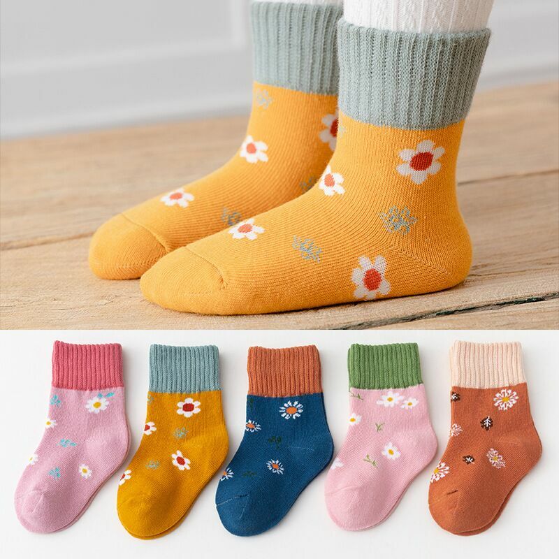 5 Paare/los Dicken Baby Kinder Baumwolle Socken Winter Herbst Weiche Warme Socken für Jungen Mädchen Thermische Boden Socken Kinder 1-12 jahre