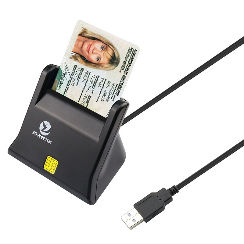Zoweetek ZW-12026-3 EMV USB 2.0 ISO 7816 ID IC Smart Card Reader for Computer