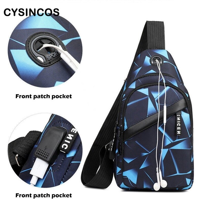 Fashion Men Casual Multifunction Shoulder Bag Travel Crossbody Bag On Shoulder Sling Bag Pack Messenger Pack Chest Bag for Male