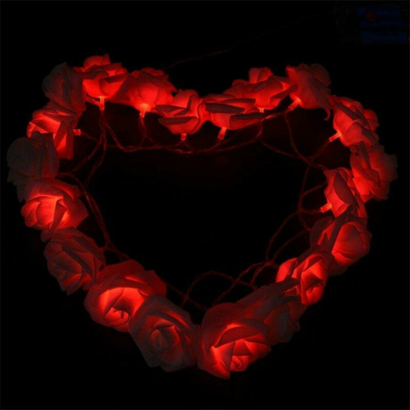 Guirlande de roses artificielles à piles, 10/20/40led, USB, pour noël, saint-valentin, mariage