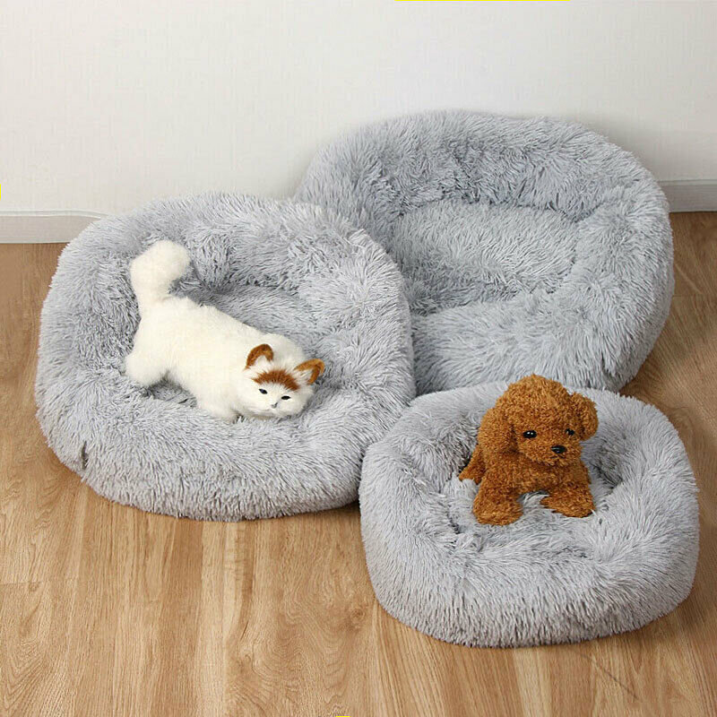 Kwadratowe łóżko dla psa długie pluszowe luksusowe łóżko dla psa s uspokajająca mata na łóżko zmywalna klatka kennelowa artykuły dla zwierząt dla małych średnich duże psy/koty