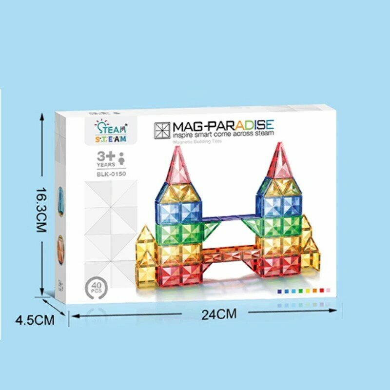 Creative Magnetic Building Blocks Colorful Transparent Multi-functional Splicing Deformation Early Education Puzzle DIY Toy