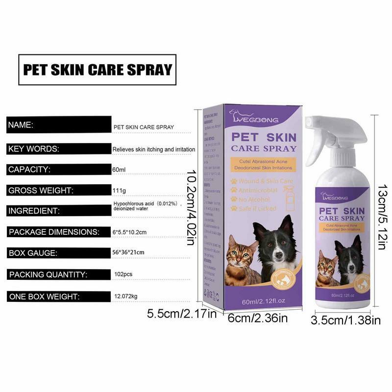 Espray para el cuidado de la piel de las mascotas, 60ml, para aliviar la picazón del perro, para uso externo, previene problemas de la piel, mejora la protección de la piel suaviza